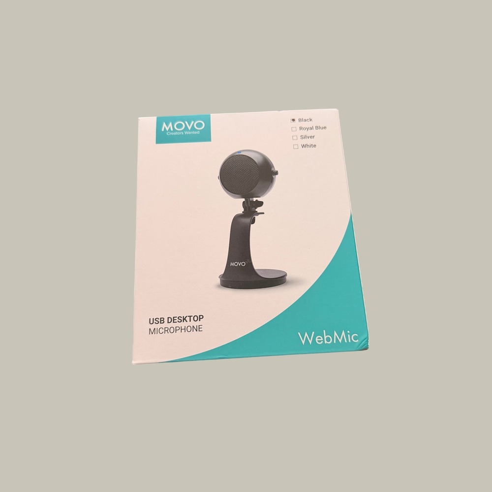 Movo WebMic USB Desktop Microphone Black Streaming Podcasting Recording